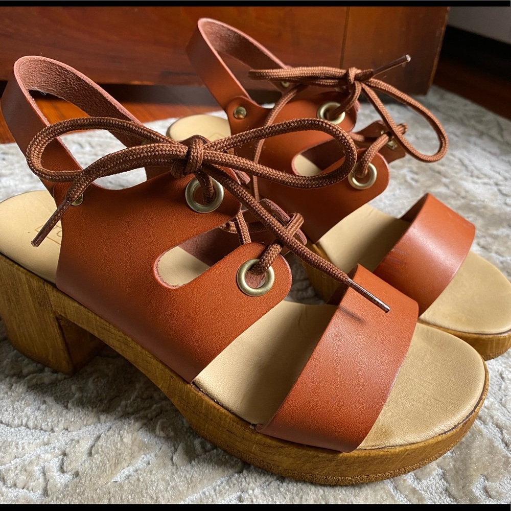 Topshop faux wooden clog sandals